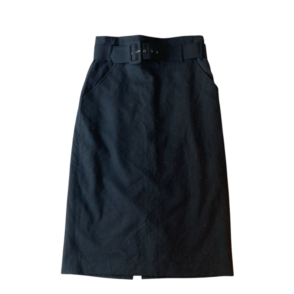 Neiman Marcus Black Belted Pencil Skirt